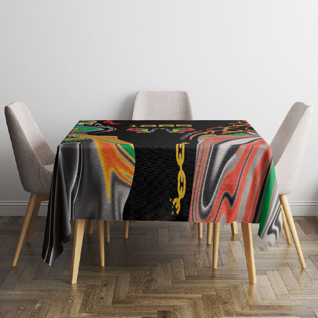 African Juneteenth Freedom Day 1865 Tablecloth Colors Liquid Marble With Broken Chains