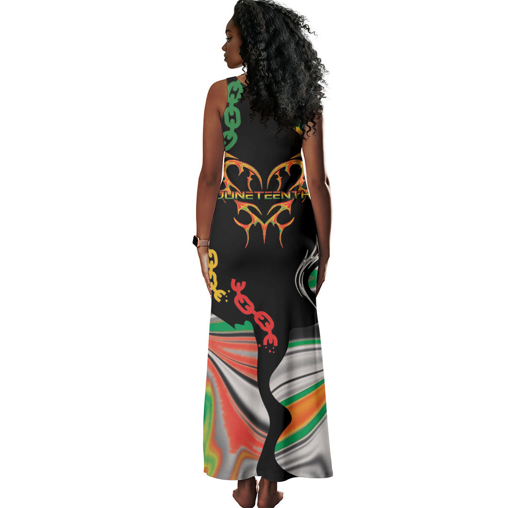 African Juneteenth Freedom Day 1865 Tank Maxi Dress Colors Liquid Marble With Broken Chains