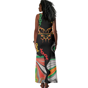 African Juneteenth Freedom Day 1865 Tank Maxi Dress Colors Liquid Marble With Broken Chains