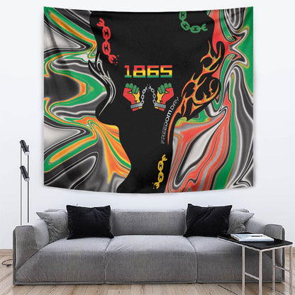 African Juneteenth Freedom Day 1865 Tapestry Colors Liquid Marble With Broken Chains