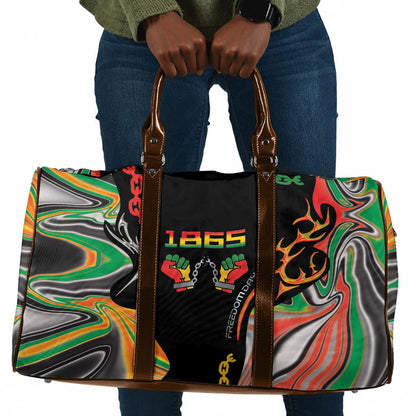 African Juneteenth Freedom Day 1865 Travel Bag Colors Liquid Marble With Broken Chains