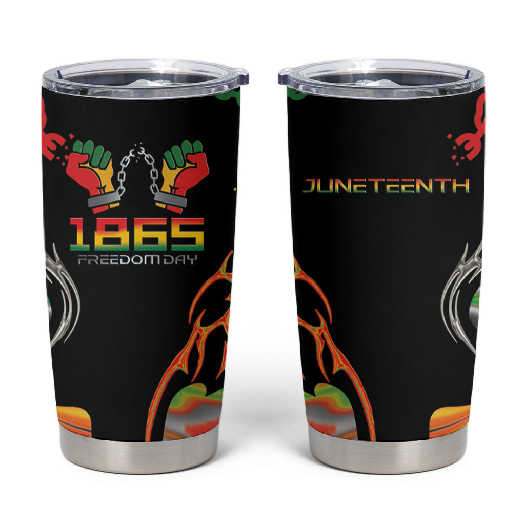 African Juneteenth Freedom Day 1865 Tumbler Cup Colors Liquid Marble With Broken Chains