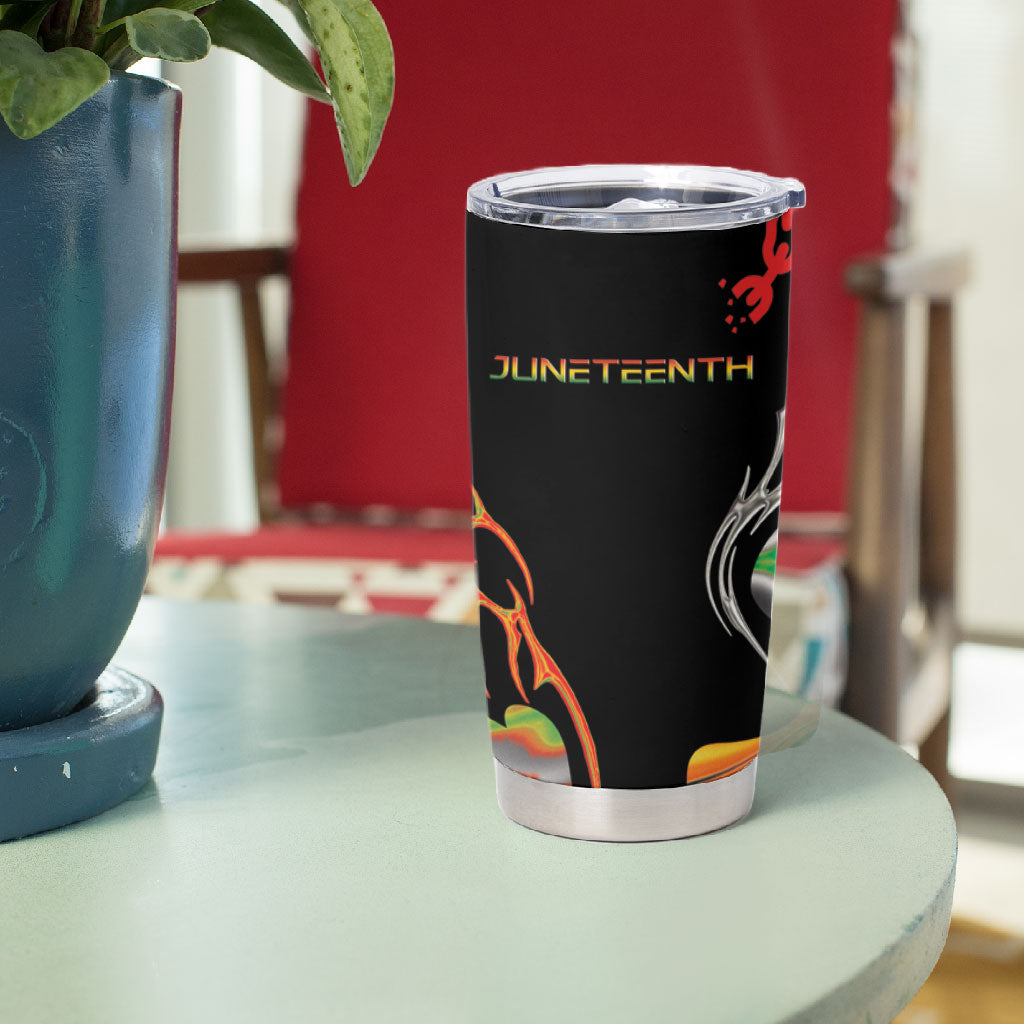 African Juneteenth Freedom Day 1865 Tumbler Cup Colors Liquid Marble With Broken Chains