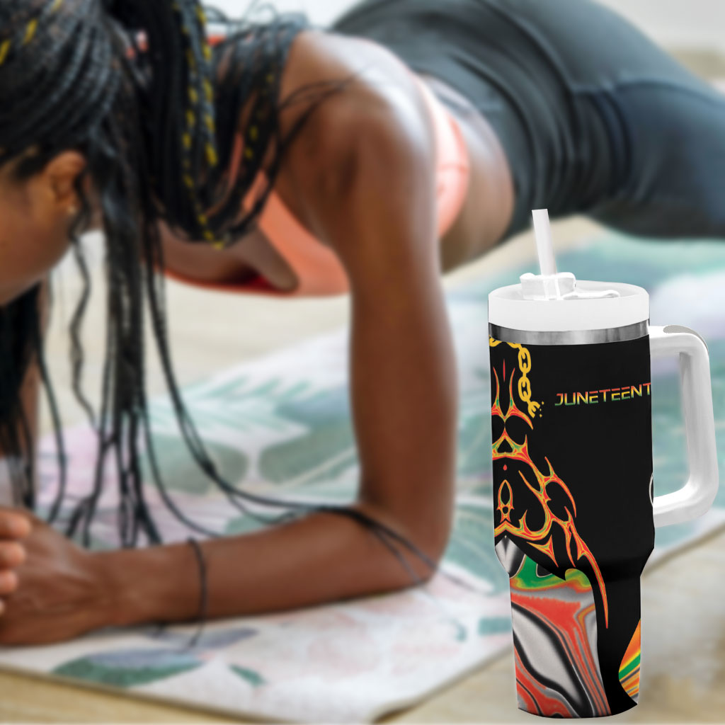 African Juneteenth Freedom Day 1865 Tumbler With Handle Colors Liquid Marble With Broken Chains