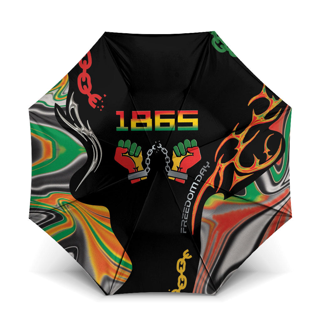 African Juneteenth Freedom Day 1865 Umbrella Colors Liquid Marble With Broken Chains