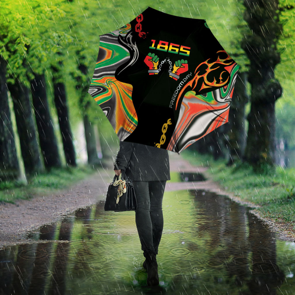 African Juneteenth Freedom Day 1865 Umbrella Colors Liquid Marble With Broken Chains
