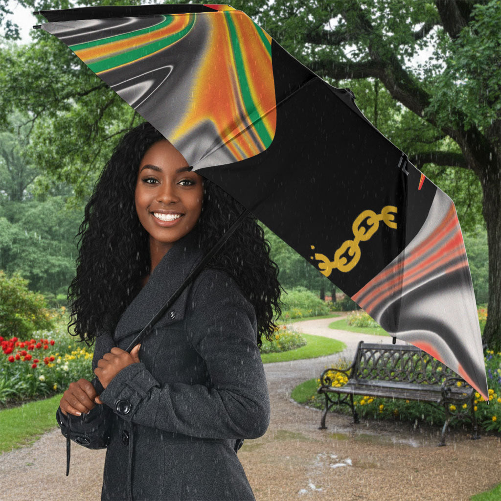 African Juneteenth Freedom Day 1865 Umbrella Colors Liquid Marble With Broken Chains