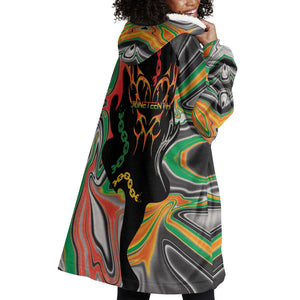 African Juneteenth Freedom Day 1865 Wearable Blanket Hoodie Colors Liquid Marble With Broken Chains