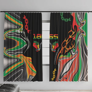 African Juneteenth Freedom Day 1865 Window Curtain Colors Liquid Marble With Broken Chains