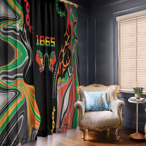 African Juneteenth Freedom Day 1865 Window Curtain Colors Liquid Marble With Broken Chains