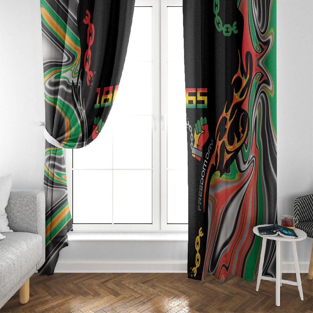 African Juneteenth Freedom Day 1865 Window Curtain Colors Liquid Marble With Broken Chains