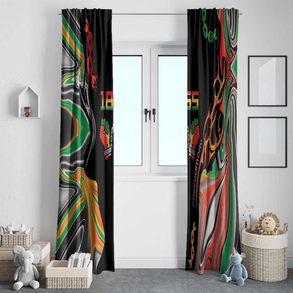 African Juneteenth Freedom Day 1865 Window Curtain Colors Liquid Marble With Broken Chains