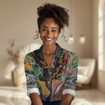 African Juneteenth Freedom Day 1865 Women Casual Shirt Colors Liquid Marble With Broken Chains