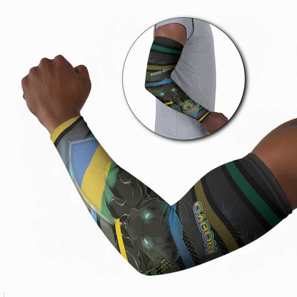 Personalized Gabon Arm Sleeves Panther Strike Striped Style