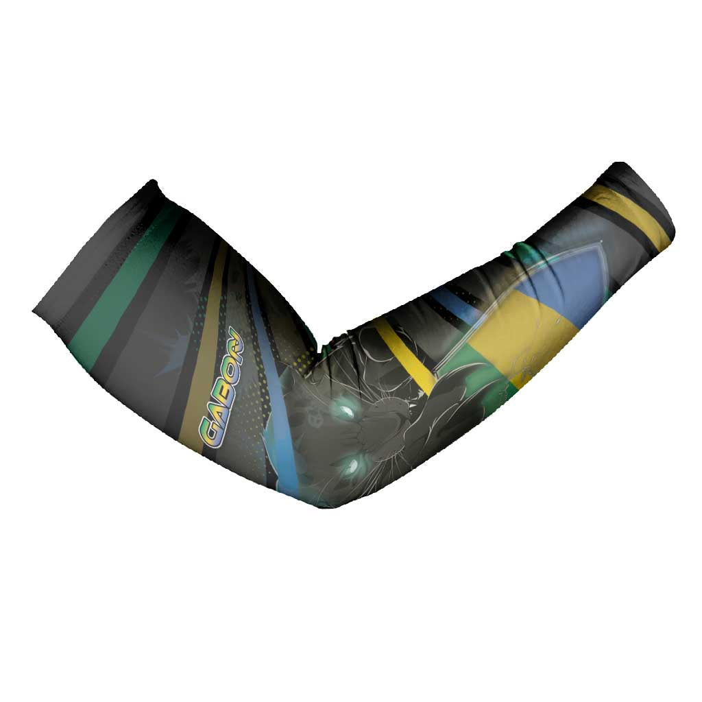 Personalized Gabon Arm Sleeves Panther Strike Striped Style