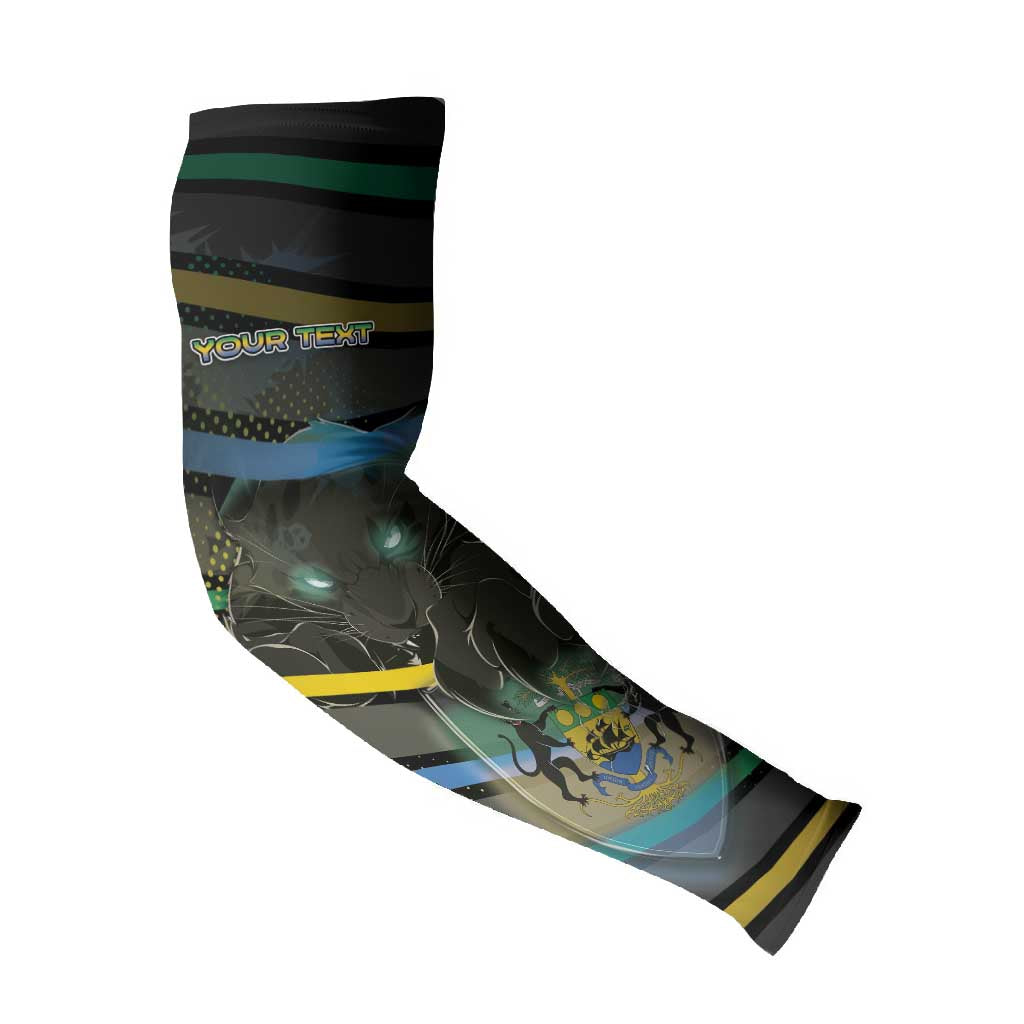 Personalized Gabon Arm Sleeves Panther Strike Striped Style