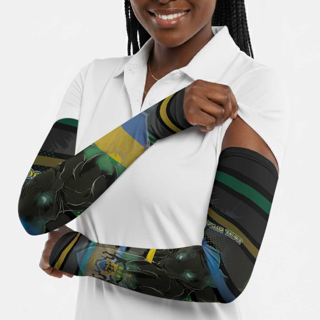 Personalized Gabon Arm Sleeves Panther Strike Striped Style