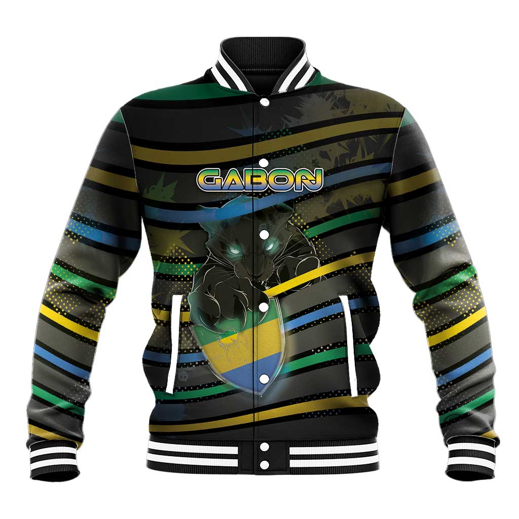 Personalized Gabon Baseball Jacket Panther Strike Striped Style