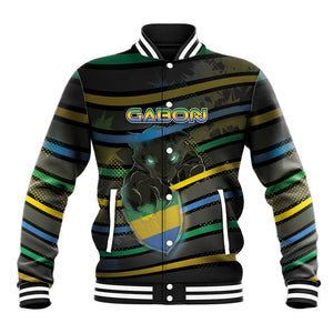 Personalized Gabon Baseball Jacket Panther Strike Striped Style