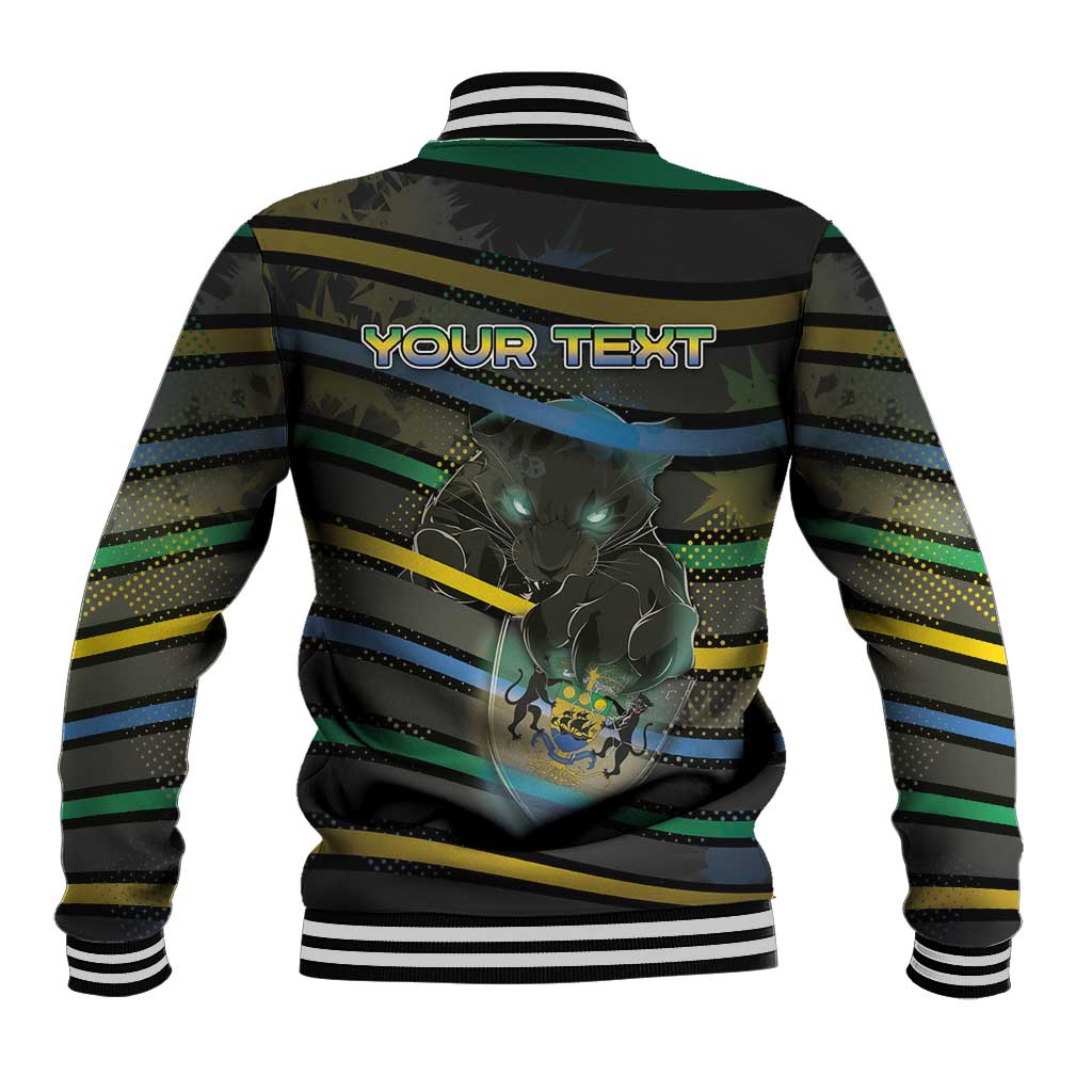 Personalized Gabon Baseball Jacket Panther Strike Striped Style