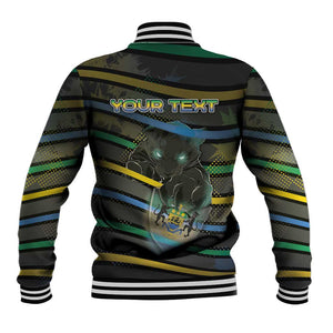 Personalized Gabon Baseball Jacket Panther Strike Striped Style