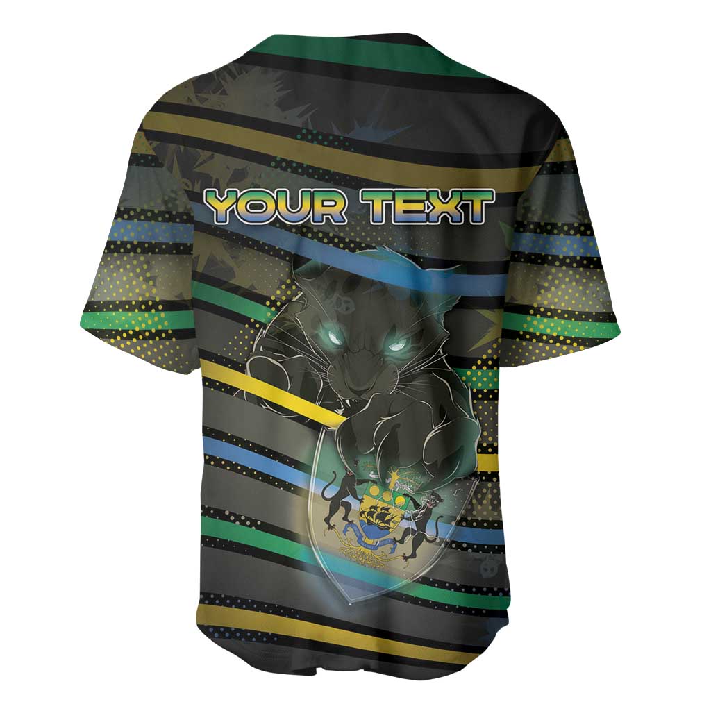 Personalized Gabon Baseball Jersey Panther Strike Striped Style