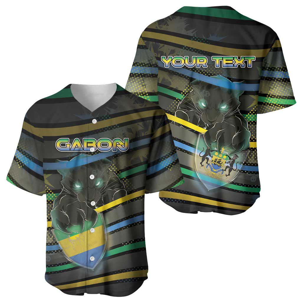 Personalized Gabon Baseball Jersey Panther Strike Striped Style