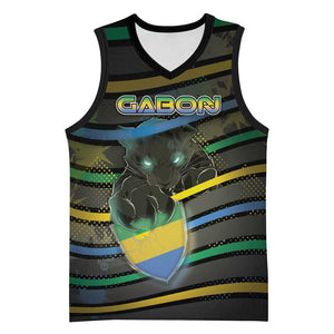 Personalized Gabon Basketball Jersey Panther Strike Striped Style