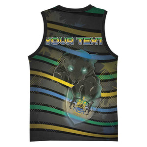 Personalized Gabon Basketball Jersey Panther Strike Striped Style
