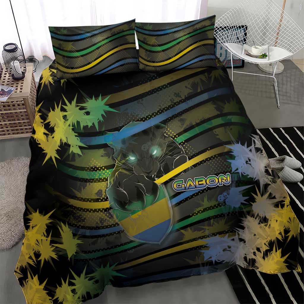 Gabon Bedding Set Panther Strike Striped Style