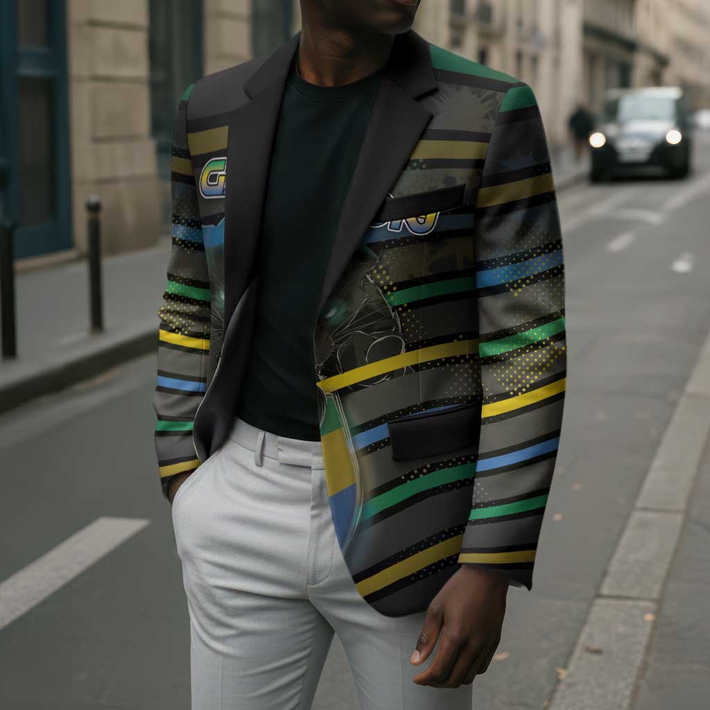 Personalized Gabon Blazer Panther Strike Striped Style