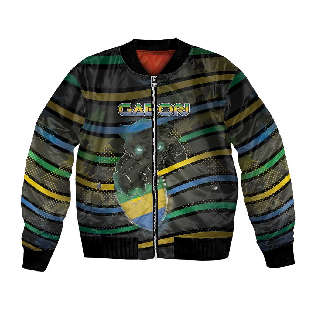 Personalized Gabon Bomber Jacket Panther Strike Striped Style