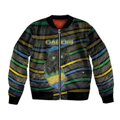 Personalized Gabon Bomber Jacket Panther Strike Striped Style