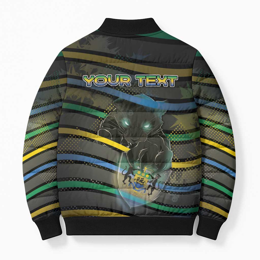 Personalized Gabon Bomber Puffer Jacket Panther Strike Striped Style
