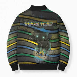 Personalized Gabon Bomber Puffer Jacket Panther Strike Striped Style