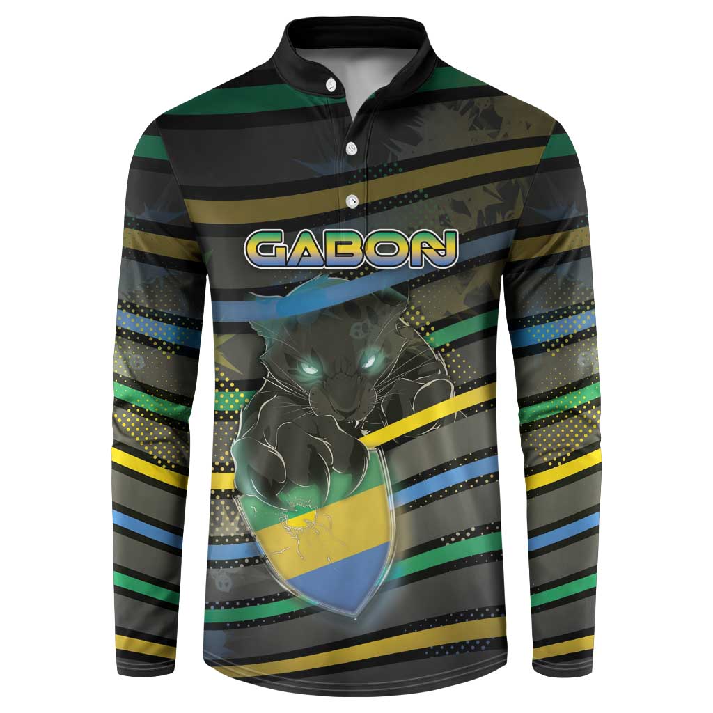 Personalized Gabon Button Sweatshirt Panther Strike Striped Style
