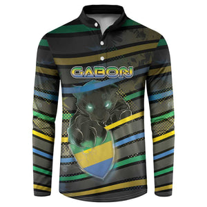 Personalized Gabon Button Sweatshirt Panther Strike Striped Style