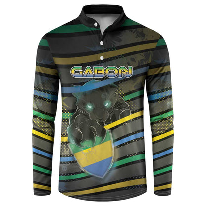 Personalized Gabon Button Sweatshirt Panther Strike Striped Style