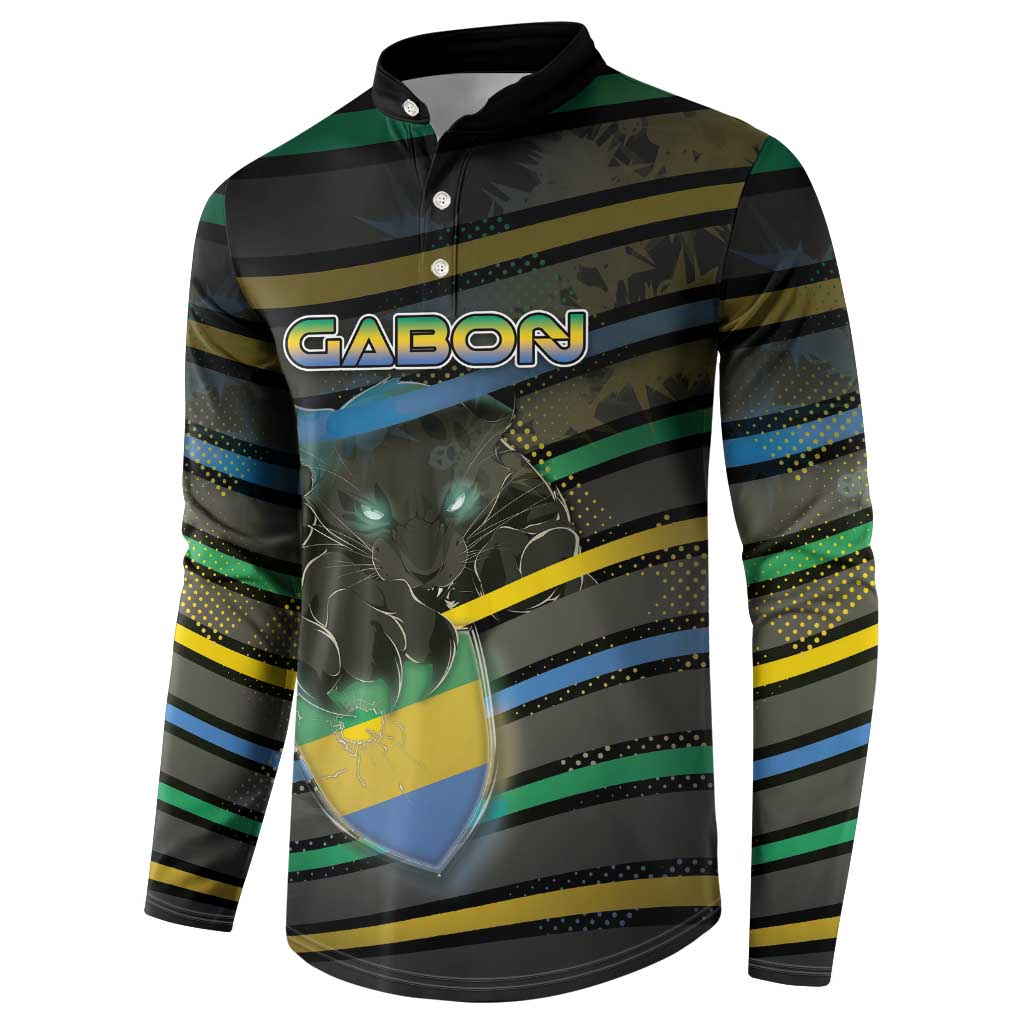 Personalized Gabon Button Sweatshirt Panther Strike Striped Style