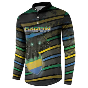 Personalized Gabon Button Sweatshirt Panther Strike Striped Style