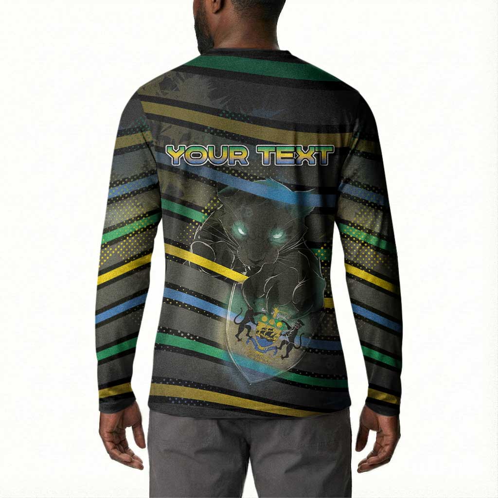 Personalized Gabon Button Sweatshirt Panther Strike Striped Style