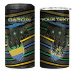 Personalized Gabon 4 in 1 Can Cooler Tumbler Panther Strike Striped Style