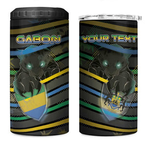 Personalized Gabon 4 in 1 Can Cooler Tumbler Panther Strike Striped Style