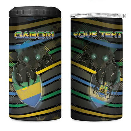Personalized Gabon 4 in 1 Can Cooler Tumbler Panther Strike Striped Style