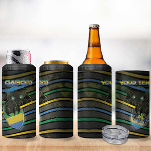 Personalized Gabon 4 in 1 Can Cooler Tumbler Panther Strike Striped Style