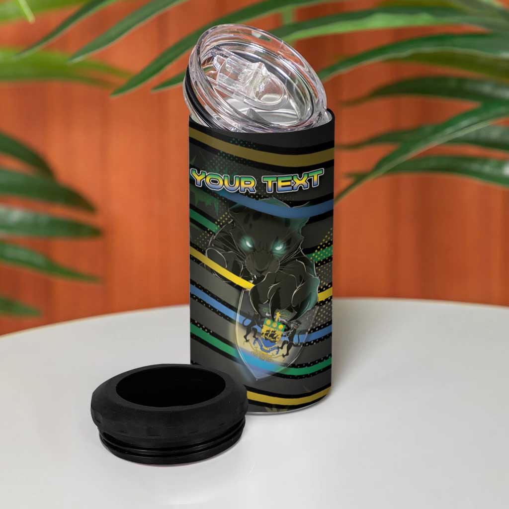 Personalized Gabon 4 in 1 Can Cooler Tumbler Panther Strike Striped Style