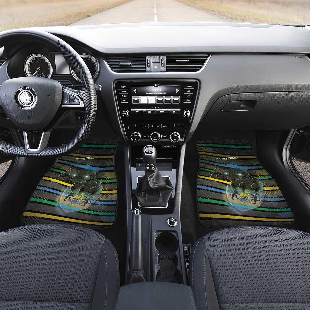 Personalized Gabon Car Mats Panther Strike Striped Style