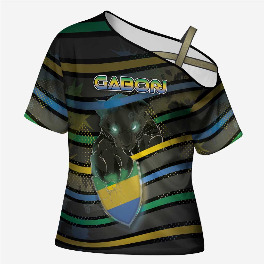 Personalized Gabon Cross Shoulder Shirt Panther Strike Striped Style