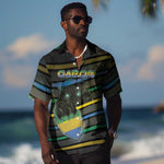 Personalized Gabon Hawaiian Shirt Panther Strike Striped Style
