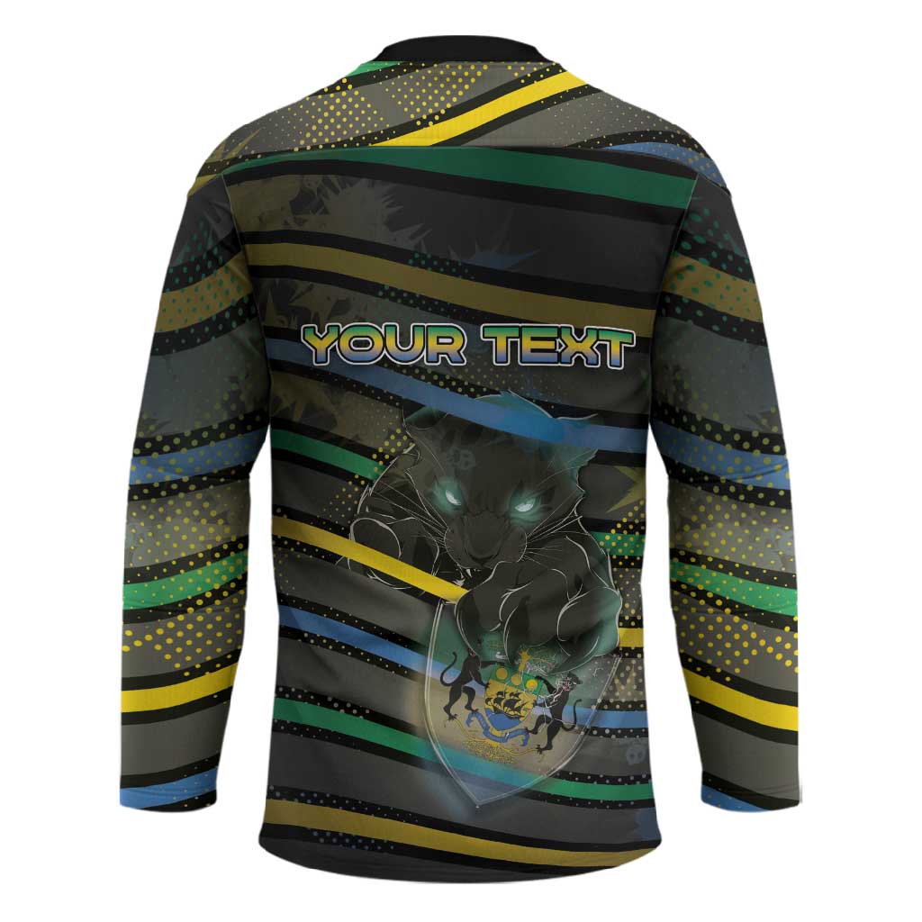 Personalized Gabon Hockey Jersey Panther Strike Striped Style